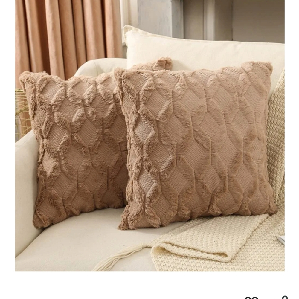 Set of two decorative pillow cases 20×2] khaki color Soft Plush Short Wool  Velv